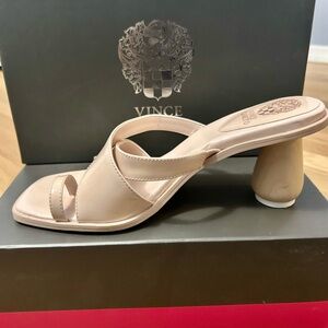 Vince Camuto Tan Mules with Cylindrical Heel